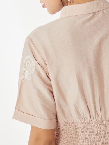 Max Women Embroidered Shirt Dress(Pink_L)