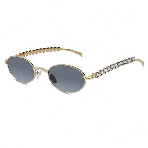 ELINE Luxury Golden Oval Sunglasses for Women | Premium UV Protected Fashion Sunglasses | Stylish Lightweight Designer Shades for Driving, Travel, Beach & Outdoor Wear (Black)
