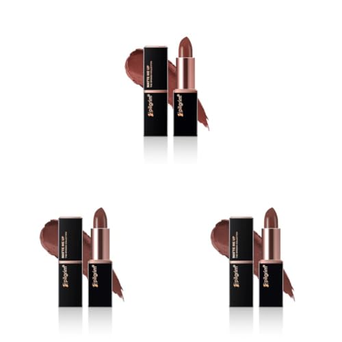 Pilgrim Matte Bullet Lipstick Intense Colour Transferproof & Smudgeproof Mocha Bliss-04 (Pack of 3)