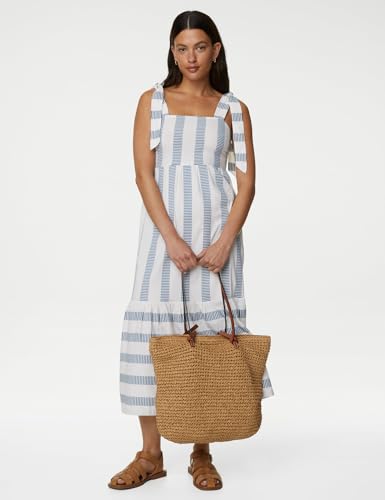 Cotton Rich Striped Midaxi Tiered Dress T527953BLUE MIX (L)