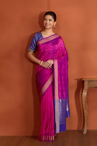 Taneira Violet Silk Viscose Banarasi Design Cutwork Saree