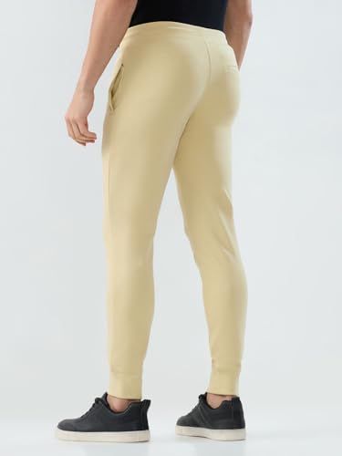 Park Avenue Men Slim Fit Solid Pattern Cotton Polyester Blend Flat Front Casual Jogger Pant