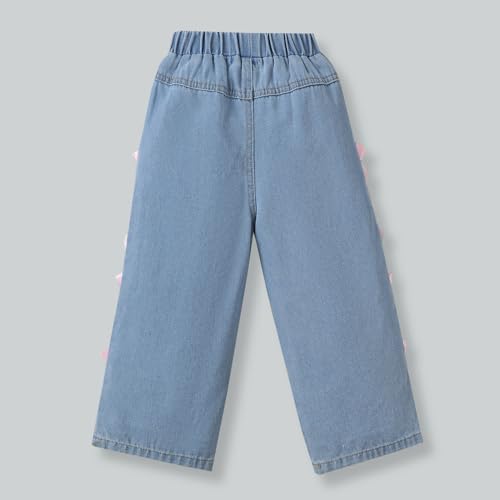 Hopscotch Girls Bow Applique Denim Loose Jeans in Blue Color for Age (3-4 Years)