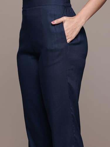 Aarke Ritu Kumar Navy Lily Bloom Sleeveless Kurta with Pant