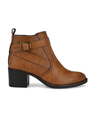 Delize Women mid Heel, Pointed Toe Ankle Boots (41, Tan)