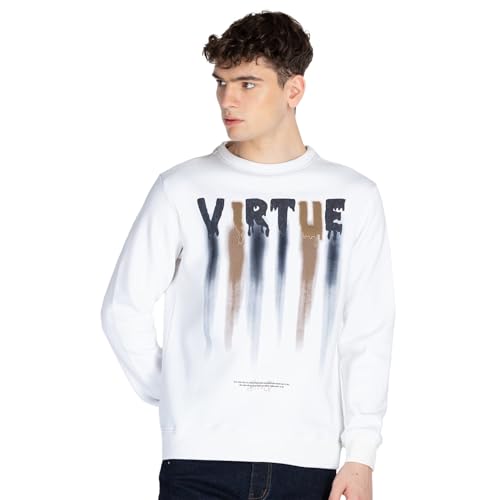 Status Quo Mens Printed Round Neck Sweatshirt White