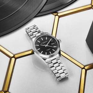 Stuhrling Original Watches for Men - Lineage Analog Dress Watch Mens Quartz Watch Watch Stainless Steel Bracelet Wrist Watch Luminous Hands and Markers - Mens Watch Collection (Black)