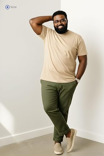 BRATMAZ Plus Size Men's Cotton T-Shirt, Beige, Crew Neck, Half Sleeve, Classic Fit, Casual Wear (in, Alpha, 5XL, Plus)