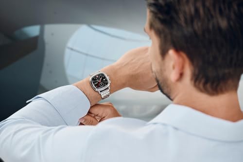 WENGER Vintage Classic Chrono | Swiss-Made Men's Chronograph Wrist Watch | Squircle Case, Quartz Movement, Black Dial, 40mm, 50M Water Resistant | Stainless Steel Strap | 01.1933.101