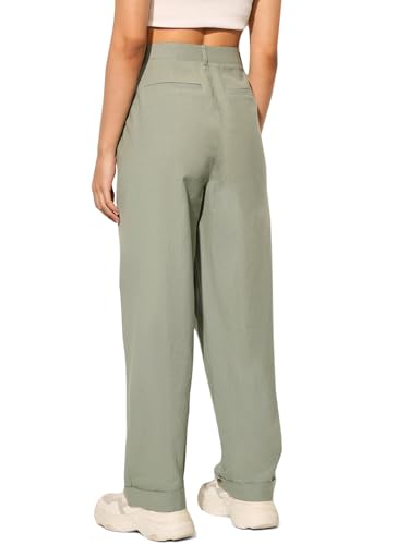 ONLY Women Loose Fit High-Rise Green Pants