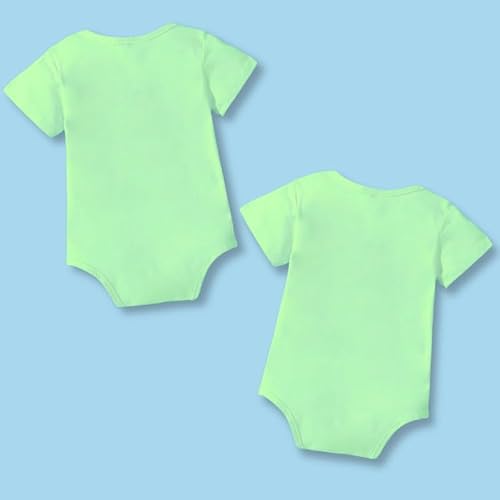 Knitroot Twins Romper, Unisex Baby Kids Twin Onesies, Half Sleeve Bottom Snap Button, Green Cotton Bodysuit, Sleepsuit, Sometimes When You A Pray For A Miracle, 9-12 Months, For Twin Baby Boys & Girls