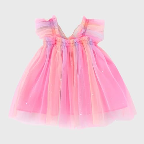 Hopscotch Hoscotch Girls Embellished Pink Short Sleeves Party Dresses for Ages (18-24 Months)