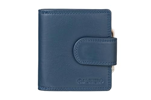 Calfnero Genuine Leather Women’s Wallet with Frame Coin Pocket | Compact Bifold with Card Slots, Cash Compartment & Snap Closure | Premium Leather Wallet (Navy)