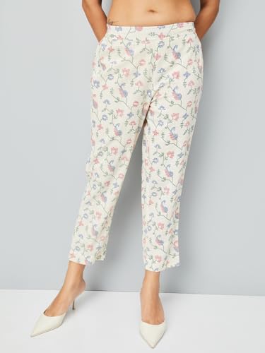 Max Women Floral Print Straight Kurta Set (Off White_XL)