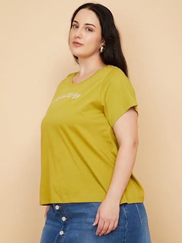 Max Women Embroidered T-Shirt (Green_6XL)