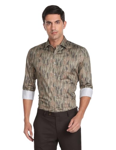 Arrow Men's Phulkari Regular Fit Shirt (ARAFSH0900_Olive