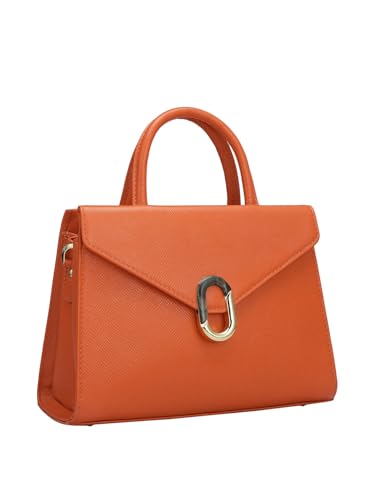 Da Milano Genuine Leather Orange Satchel (Small) (01685OL)