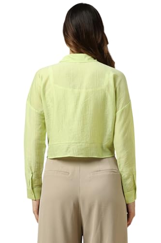 Allen Solly Women Green Textured Long Sleeves Shirt