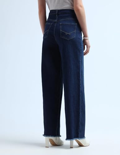 U.S. POLO ASSN. High Rise Wide Leg Jeans (UWAW24JEN159_Blue_32)