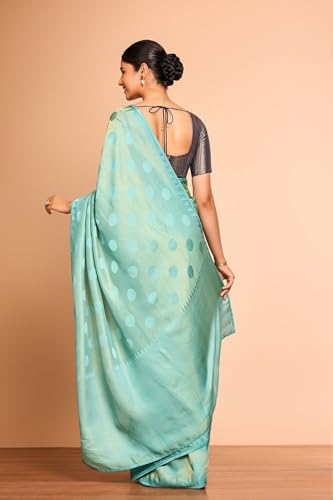 Taneira Women Light Blue Woven Viscose Saree with Unstitched Blouse Piece (SAPP01AC4746-Light Blue)