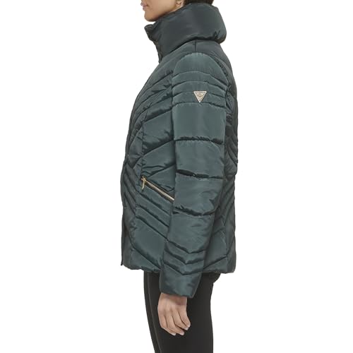 GUESS Women's Puffer Quilted Cold Weather Coat, Cold Weather Spruce, S