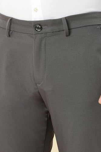 Men Grey Solid Formal Trousers