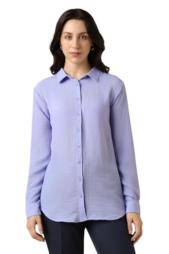 Allen Solly Women Lilac Textured Long Sleeves Shirt