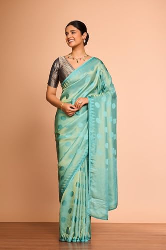 Taneira Women Light Blue Woven Viscose Saree with Unstitched Blouse Piece (SAPP01AC4746-Light Blue)