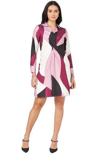 Annabelle by Pantaloons Women's Polyester Classic Above The Knee Dress (110156394003_Maroon