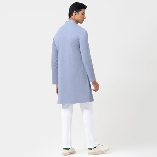 Lacoste Men's Cotton Solid Slim Dress Shirt (YH003H_Blue