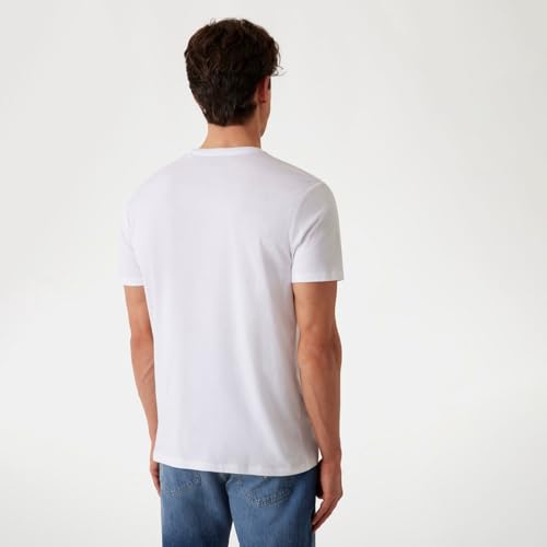 GUESS Men Pure White Brand Logo Regular Fit T-Shirt