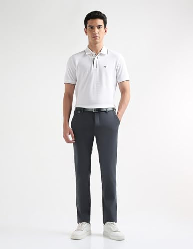 Arrow Sport Men's Solid Slim Fit Trousers (ARGT6083_Dark Grey_32)