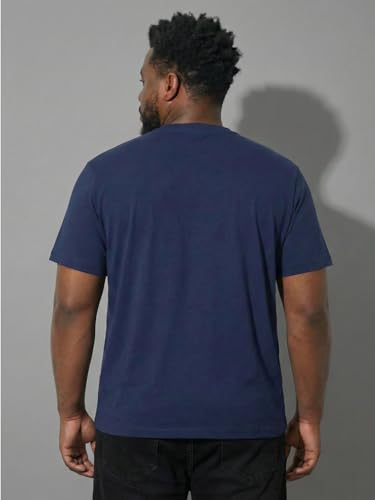 Bigbanana Men Plus Printed Navy Blue Round Neck Tshirt (Upbeat,Navy Blue,6XL)