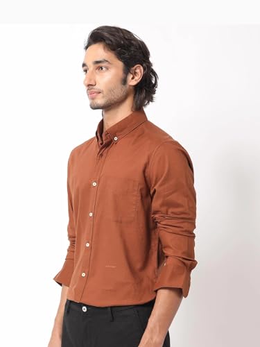 Rare Rabbit Men's Regular Fit Long Sleeve Plain Shirt
