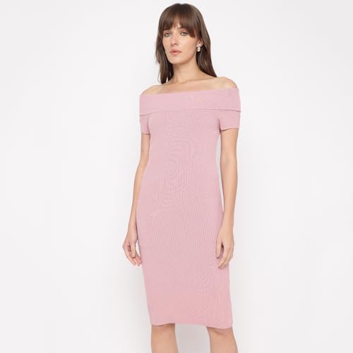 GUESS Vintage Blush Textured Off-Shoulder Short Sleeves Lidia Bodycon Dress