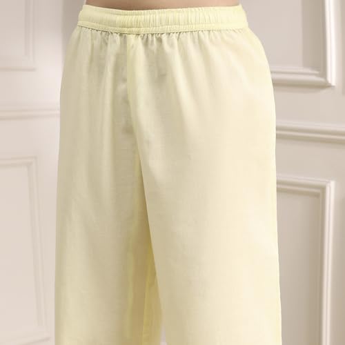 Biba Women's Cotton Kurta Set (SKDBAGE30591AW25CRM_Cream