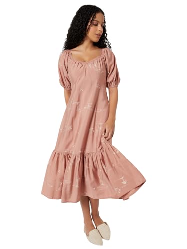 Max Women's Polyester A-Line Below The Knee Dress (SD510003_Blush