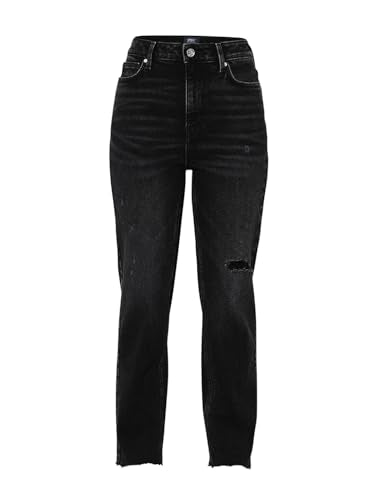 ONLY Women's Straight Fit High Rise Black Jeans