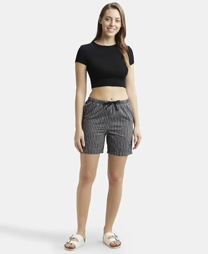 Jockey Women's Shorts with Side Pockets, Ultrasoft and Durable Waistband & Drawstring Closure RX15_Black_L
