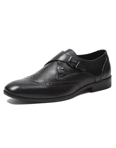 Monte Carlo Mens Black Solid Genuine Leather Monk Shoes (201816FW-2-9)