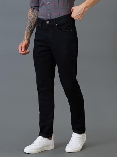 Giordano Men Signature Black Cotton Straight Fit Mid-Rise Jeans