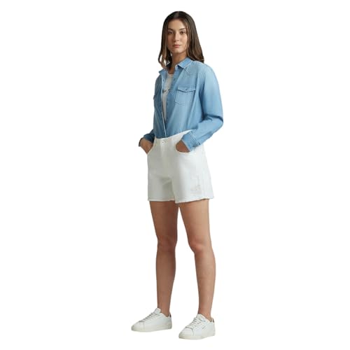 Pepe Jeans Rachel White High Waist Regular Fit Shorts