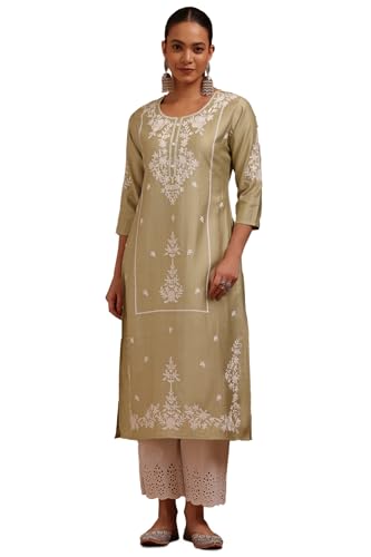 Soch Womens Sap Green Gadwal Embroidered Kurta with ThreadWork