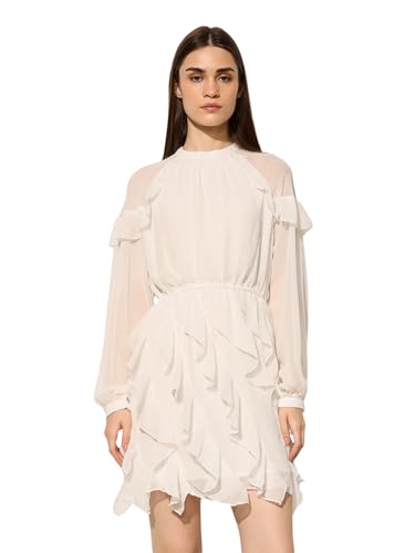 ONLY Women's Self Design Fit and Flare White Dress