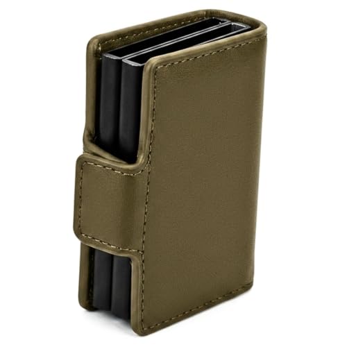 Bracevor Leather Wallet with Dual Popup Cardholders for Men Women - Dark Olive | 15-20 Cards | RFID Blocking| Magnetic Closure
