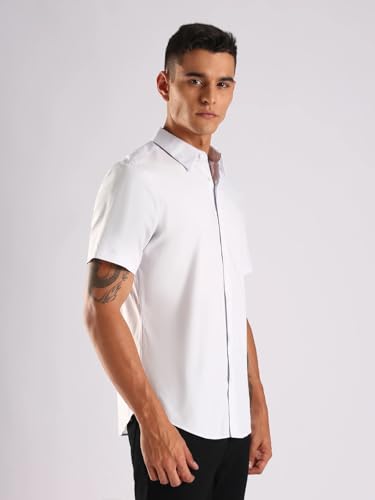 Calvin Klein Jeans Men's Solid Slim Fit Shirt (4LB147G065_Lilac Hint