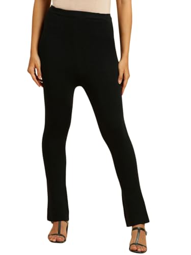 W for Woman Navy Solid Fit and Flare Pants (Size: S)-24NOW62078-218367