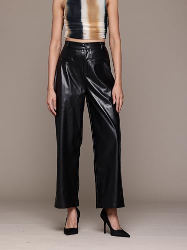Label RITU KUMAR Black Emma Faux Leather Pant