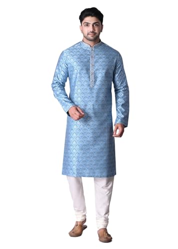 sajindia Men’s Traditional Kurta | Elegant Ethnic Wear for Men | Comfortable Fabric | Festivals, Weddings & Celebrations | Style 208 Blue