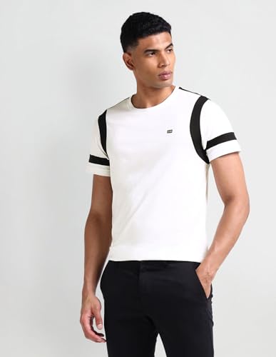 Arrow Sport Mens White Solid Crew Neck Short Sleeve Men's T-Shirts & Polos (ASAEOTS5126_White_M)